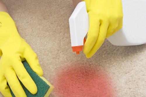 Professional upholstery cleaning of a living room sofa